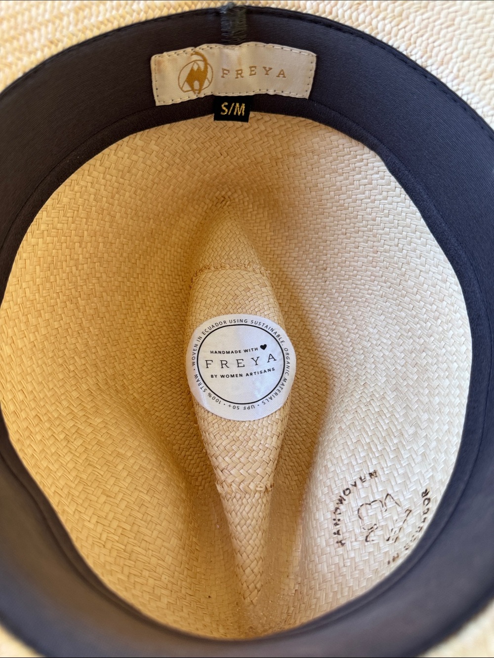 Freya Natural Straw Fedora with Black Band Size S - Picture 6 of 8